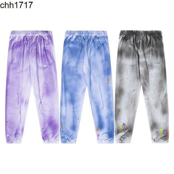 

trendy los angeles galleryes depts tie dyed drawstring straight pants for men and women, Black