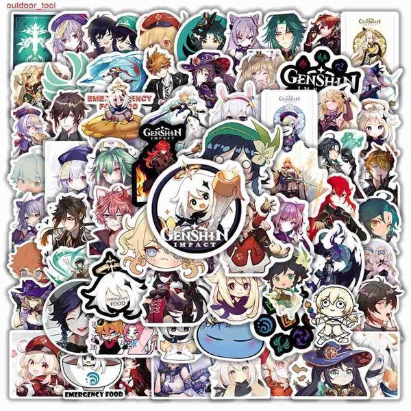 

new outdoor games waterproof 10/30/50/100pcs game genshin impact anime graffiti stickers cool waterproof guitar suitcase bike car sticker ki