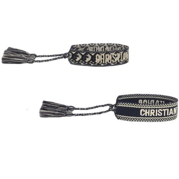 

women luxury fashion bracelets brand d designer bangle jewelry bohemian female embroidered letter hand woven tassel rope bracelet men girl f, Golden;silver