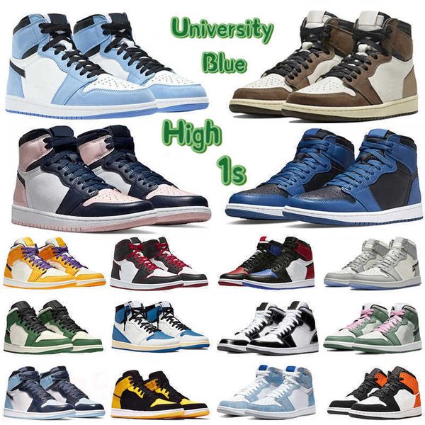 

boots fashion jumpman 1s high basketball shoes off mens womesn university blue dark mocha light smoke grey hyper chicago patent bred royal t, Black