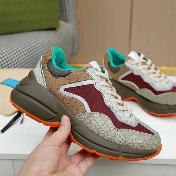 

designer rhyton sneakers shoe men women trainers vintage luxury chaussures ladies sport casual shoes designers runner sneaker with box size, Black