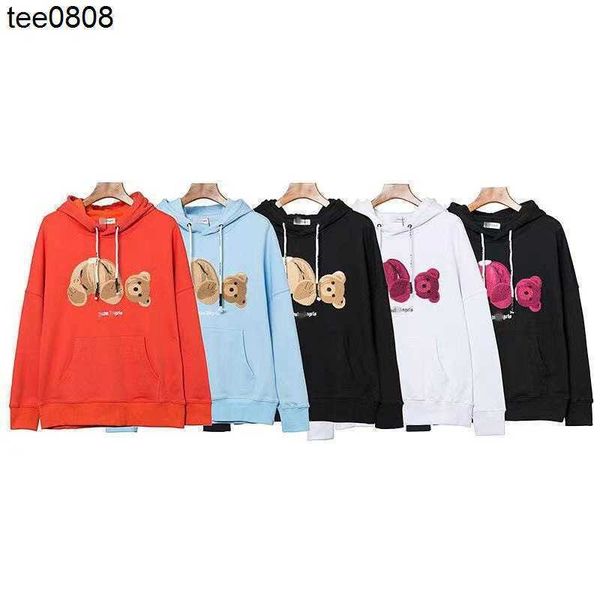 

designer brand palm classic angels severed bear embroidered for men and women couple bf loose hoodie jacket, Black