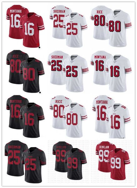 

jersey football jerseys men women san francisco''49ers''jersey 16 joe montana 80 jerry rice 99 javon kinlaw 25 richard s, Black;red