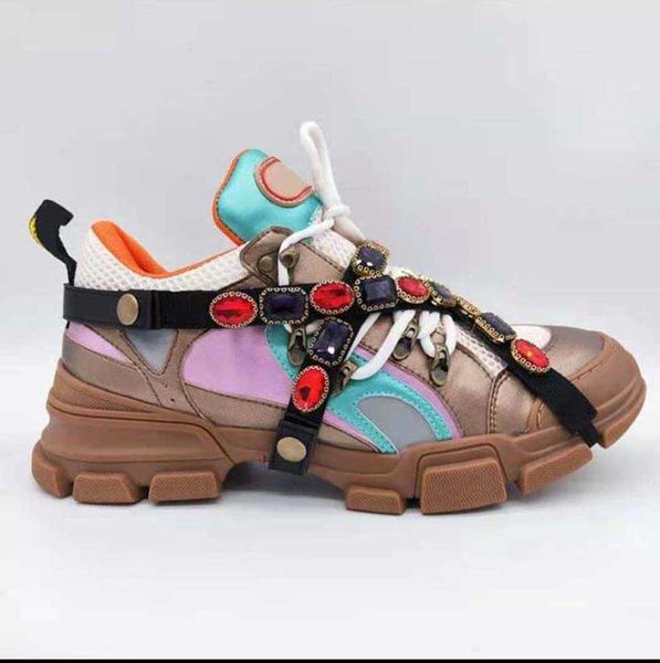 

handmade technical sneakers famous shoes trainers fashion real leather multicolor gradient men women, Black