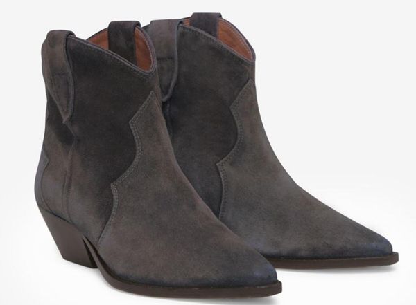 

new isabels the dicker suede ankle boots genuine leather fashion new pop marant paris western-inspired runways dickers booties shoes, Black