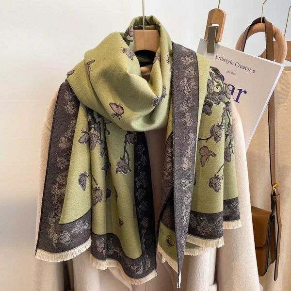 

scarves new style scarf autumn and winter women's imitation cashmere long shawl warm thickened double faced butterfly, Blue;gray