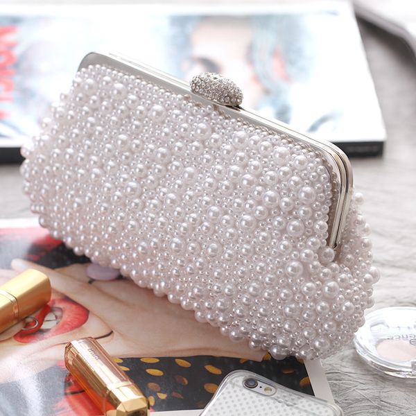 

women messenger beaded vintage evening bags imitation pearl shell woman bag shoulder bags diamonds clutch for wedding