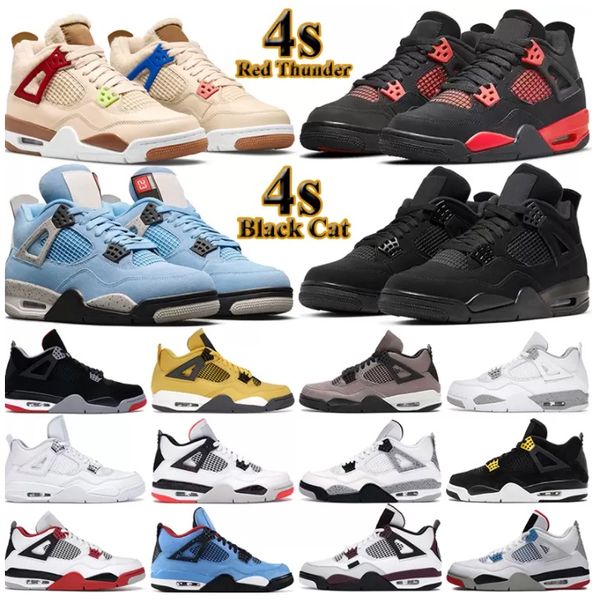 

classic jumpman 4 casual shoes basketball sneakers thunder black cat men desert moss women 4s what the taupe haze shimmer royal sneaker with