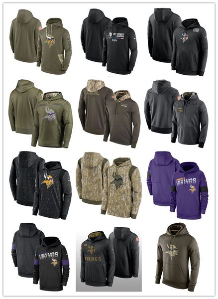 

football hoodie minnesota''vikings''men salute to service crucial catch therma performance pullover s-4xl, Black;red