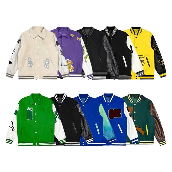 

mens jackets fashion varsity jacket animal letter towel embroidery crochet floral baseball jacket couples women coat outwear luis, Black;brown
