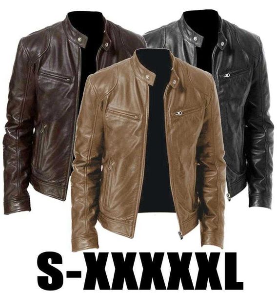 

men's jackets leather clothes pu coat stand collar zipper jacket, Black;brown