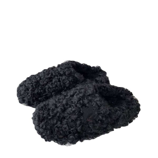 

brand casual shoes 22 new style baotou wool slippers fashionable one foot net red wool slippers comfortable and warm, Black