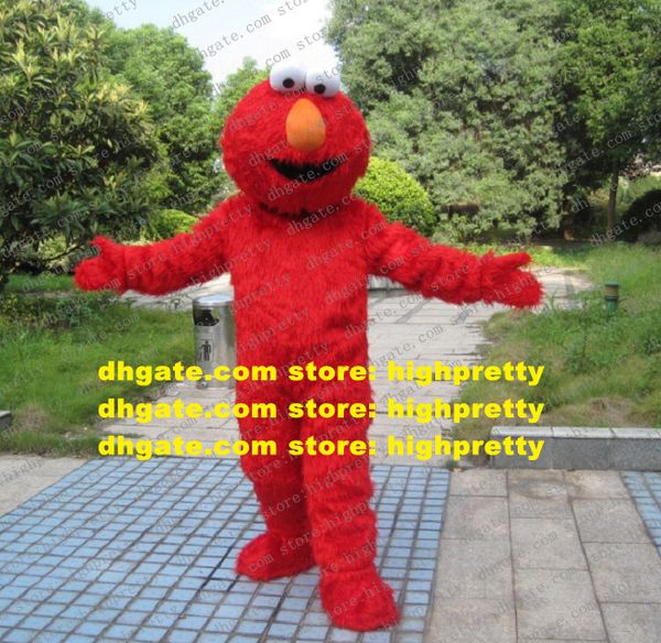 

long fur elmo monster cookie mascot costume cartoon character outfit suit large-scale activities hilarious funny cx2006, Red;yellow