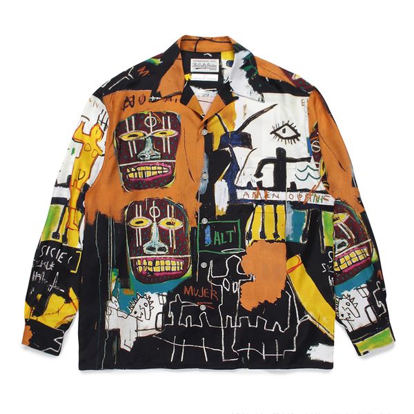 

graffiti hawaiian shirt men women 1 high-quality long sleeve shirts, White;black