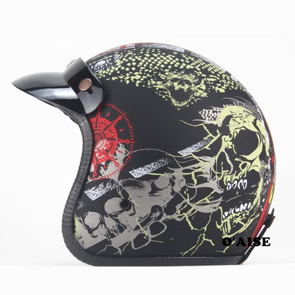 

sports retro helmet 3/4 high profile vintage with enchanting patterns tk33