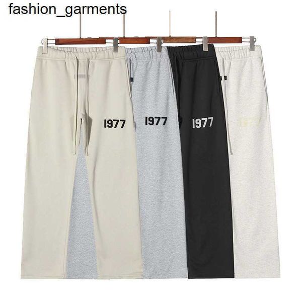 

designer essential season double thread flocking printing loose sport plush pants men women, Black
