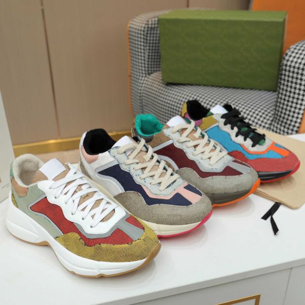 

luxury chaussures casual shoes designer rhyton sneakers shoe trainers runner sneaker ladies sport vintage designers men women box size 35-46, Black