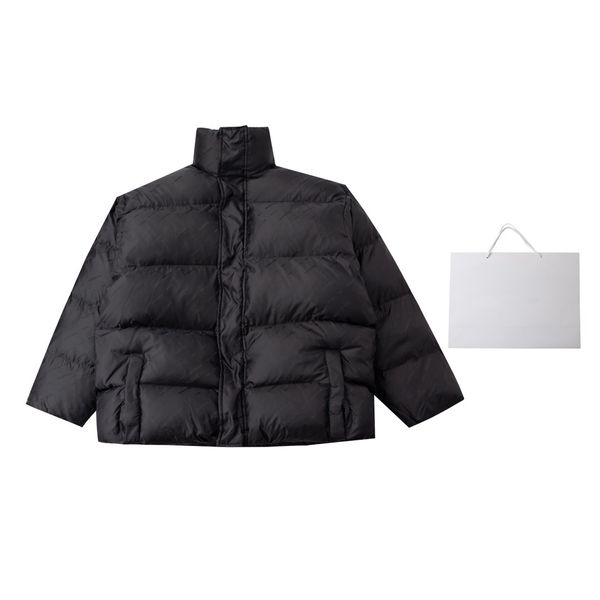 

the latest women's outerwear down jacket stand collar raw material details perfect class autumn and winter short hidden zipper snap clo, Black