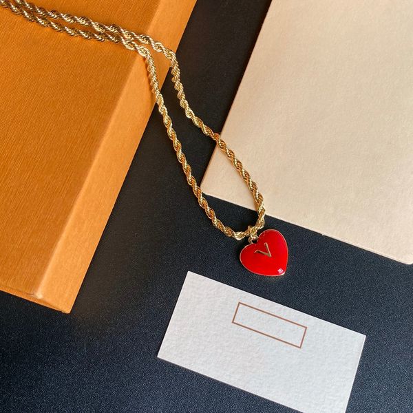 

fashion woman jewelry designer necklaces red heart necklace pendant 18k gold plated snake chain luxurys fashion charm women's collar pa, Silver