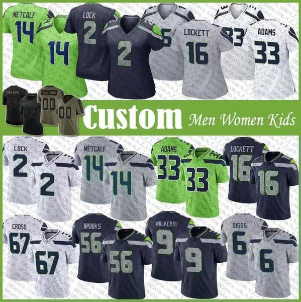 

dk metcalf mens women fan jersey tees custom seattle''seahawks''67 charles cross tyler lockett colby parkinson drew lock, Black