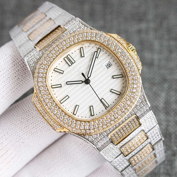 

wristwatch diamond watch casual mens watch automatic mechanical wristwatch 40mm stainls steel strap sapphire life waterproof montre de luxe, Silver