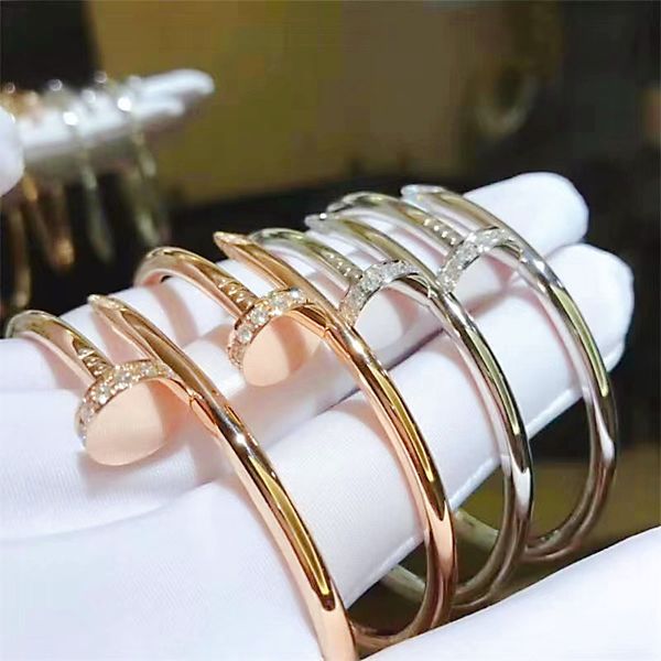 

18k gold nail bangle men's gold bracelets fashion love clovers bracelet highquality stainless steel designer jewelry, Black