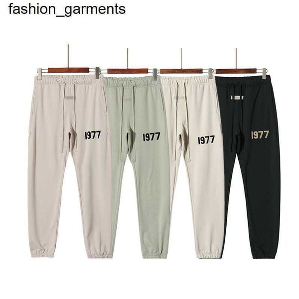 

designer new essential double thread flocking letter terry sports pants, Black