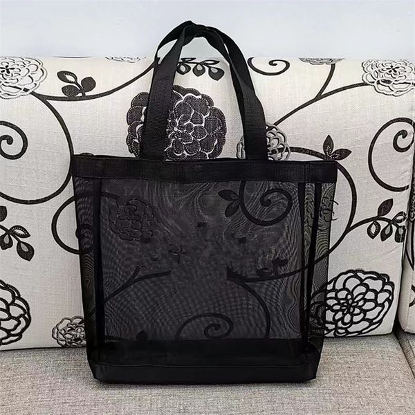 

luxury designer shopping bags for girl net yarn canvas breathable shoulder bag folding handbags