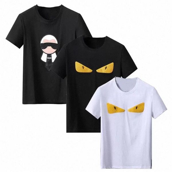

hight quality summer mens designers t shirt embrodiery eye casual man womens loose tees letters print short sleeves eyes men t-shi302z, White;black