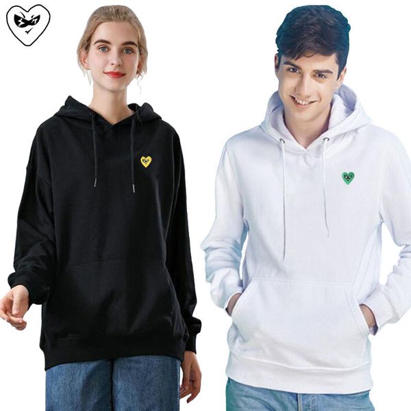 

break egg men women hoodie cotton fleece thick heart eye embroidery pullover pocket solid autumn winter couple casual hoodie, Black