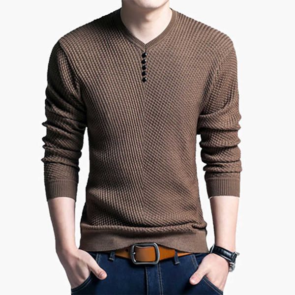 

men's sweaters fashion solid color v-ne button knitted korean sweater cloing 2022 autumn new casual pullovers all-match warm g221018, White;black