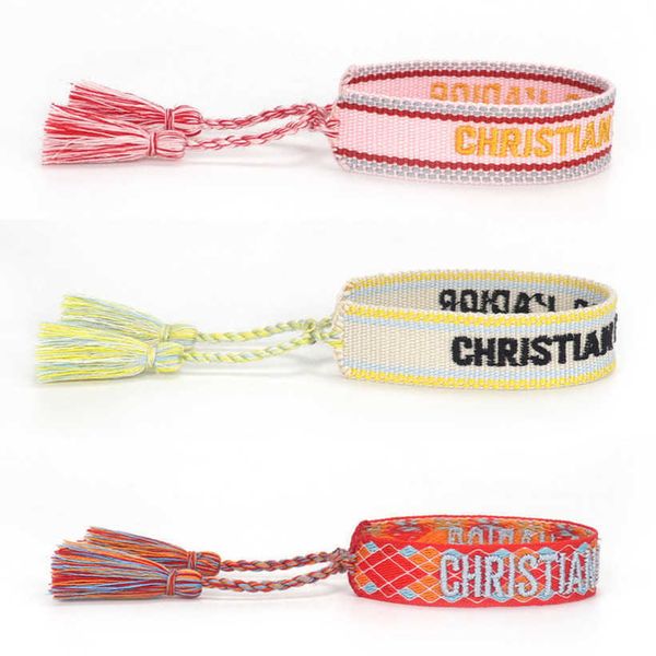 

women's fashion luxury bracelets d brand designer bangle letter embroidery bracelet hand woven jewelry bohemian rope trinket men girl f, Golden;silver