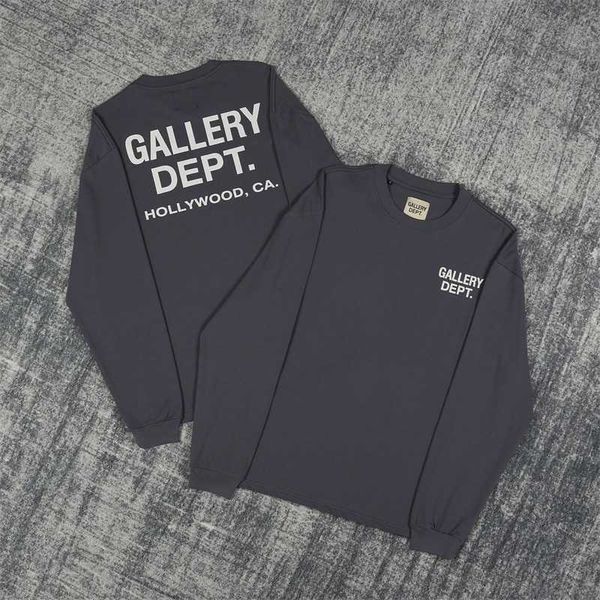 

designer gallerydept mens hoodies correct version 2022 autumn and winter new gary dept wash used mens womens long sleeve tshirt bottoming sh, Black
