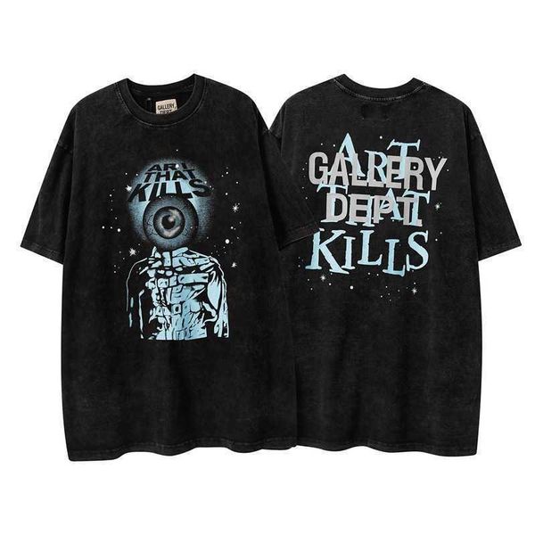

designer gallerydept mens t-shirts summer american fashion brand dept wash used short sleeve tshirt for men and women loose half sleeve, White;black