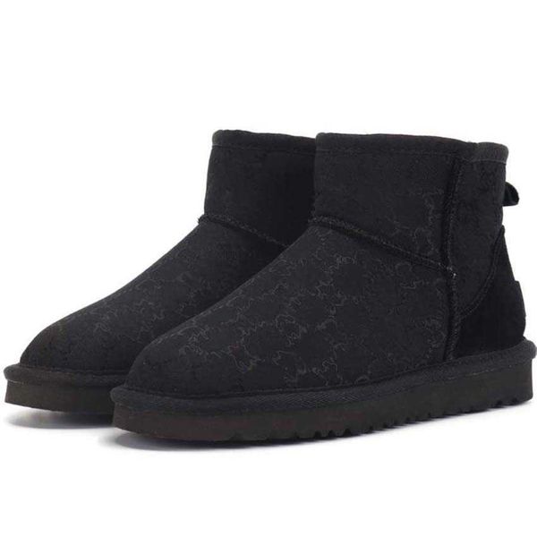 

designer snow boots australia boots suede wool warm ankle boot fur plush knee half winter fall snow cotton shoes for men women kids 21, Black