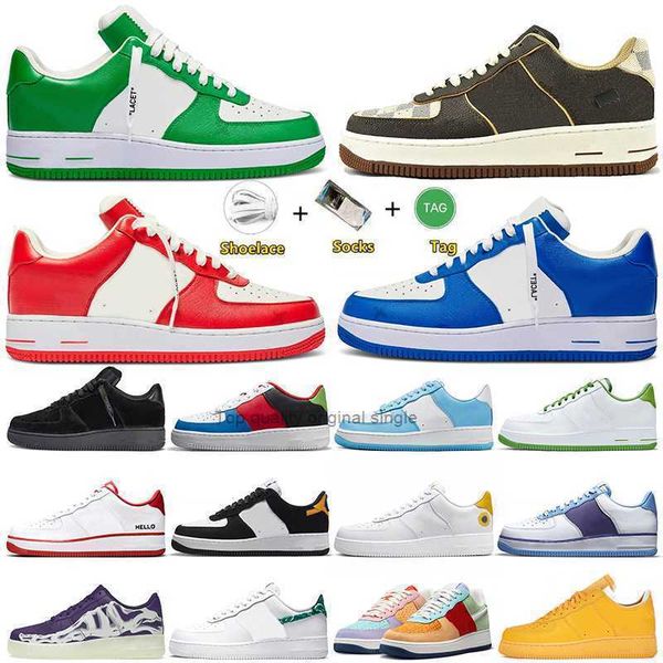 

luxury fashion airforces 1 designer af1 casual shoes f1 team royal comet red brown offs white green white travis skeleton with socks platfor