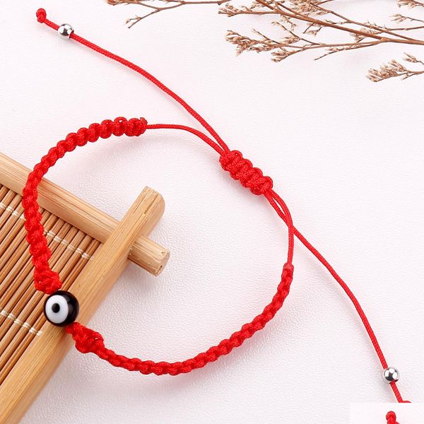 

chain lucky eye turkish evil blue chain bracelets for women men handmade braided rope red bracelet female drop delivery 2022 jewelry dhsle, Black