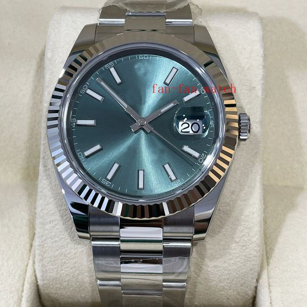 

bp men's watch automatic movement 41 mint green 126334 gold bezel, Slivery;brown