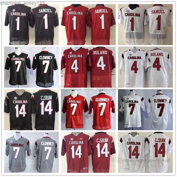 

american college football wear ncaa south carolina gamecock football jerseys 1 deebo samuel 19 jake bentley 7 jadeveon clowney 4 shaq roland, Black