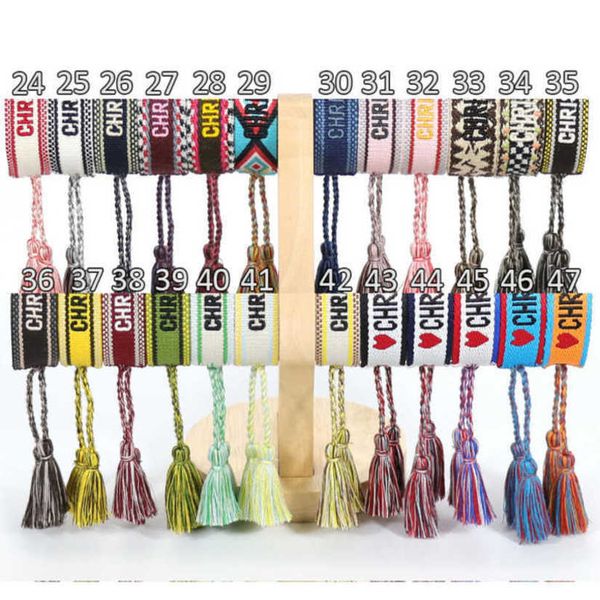 

luxury fashion bracelets women's brand bangle d designer jewelry female embroidery woven bracelet bohemian creative tassel men's g, Black