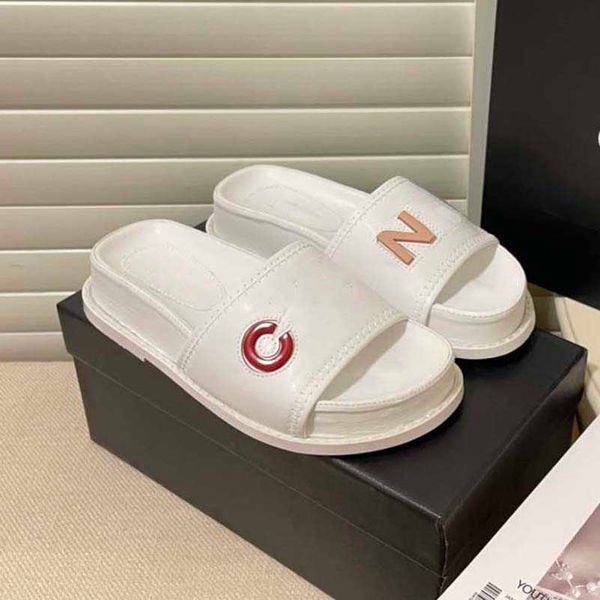 

woman slippers lady sandals fashion beach thick bottom platform alphabet leather high heel, Black