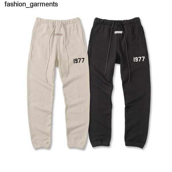 

designer men essential flocked men's loose casual sports pants, Black