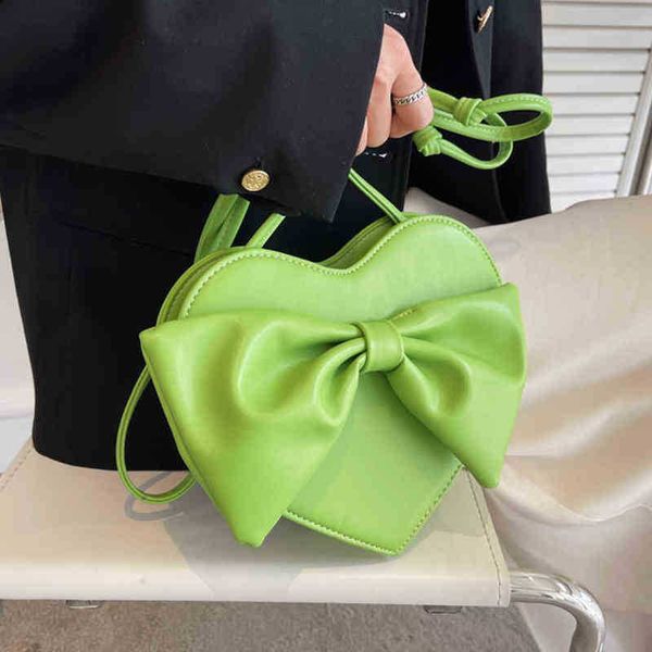 

evening bag luxury designer heart crossbody for women pu leather cute bow shoulder 2022 summer new fashion lady purses and handbags y220405