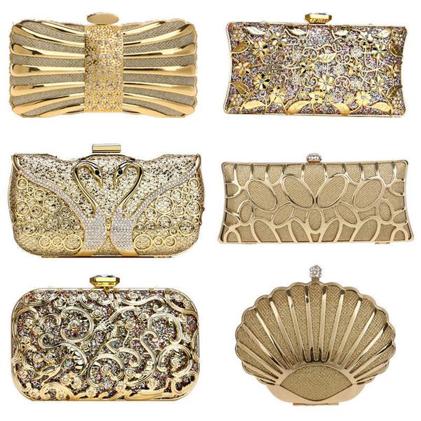 

evening bag sekusa luxury women hollow out style diamonds metal clutch purse wedding bridal small handbags for party bags q1106
