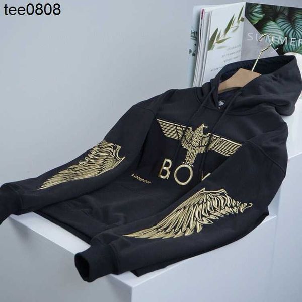 

winter 21 new fashion boy hoodies classic eagle heavy industry embroidery plush hooded sweater tide brand sweater, Black