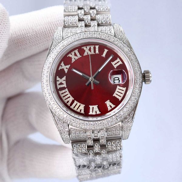 

wristwatches diamond watch mens automatic mechanical watch waterproof 41mm with diamond-studded steel sapphire women busins wristwatch brace, Slivery;brown