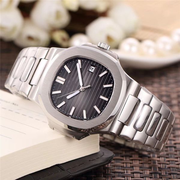 

2022 baida luxury banquet wear wrist watch all steel mechanical band calendar three needle automatic mechanical watch men's wrist watch, Slivery;brown