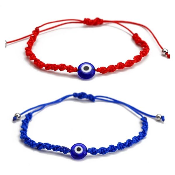 

evil eye charm bracelet women men lucky handmade red braided string adjustable family friendship couple bracelet jewelry, Golden;silver