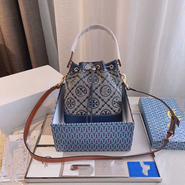 

lady toryss burchss bag handbag crossbody wallet bags women's shoulder old drawstring blue flower cross carrying portable bucket