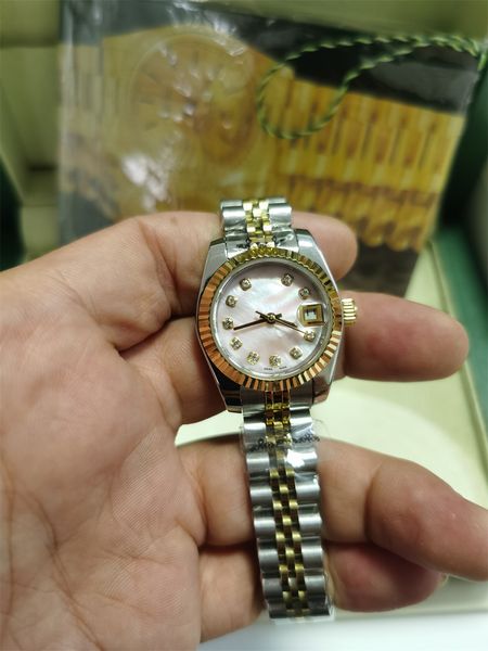 

aaa with original box 26mm woman luxury watch datejust date president 18k gold diamond dial asia 2813 movement mechanical automatic man&#039, Slivery;brown